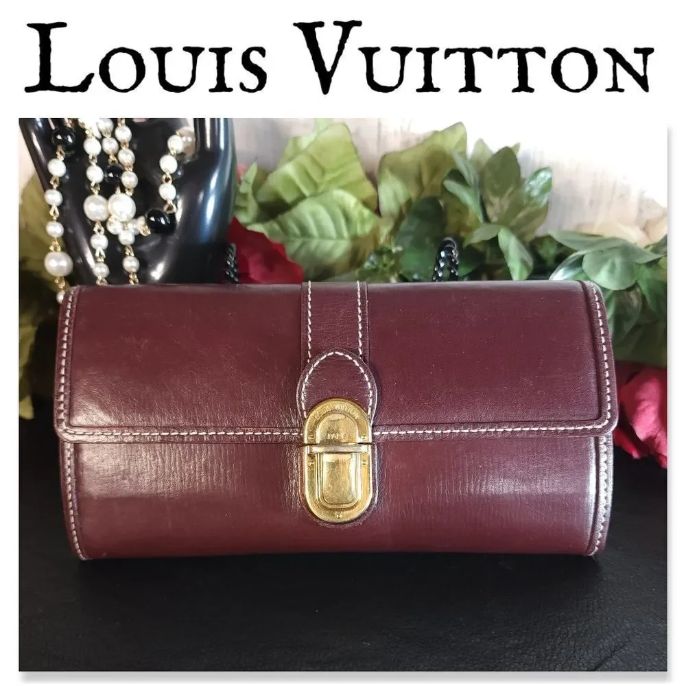 Louis Vuitton Sepia Utah Sarah Maroon Long Wallet With Dustbag AUTHENTIC AND COA